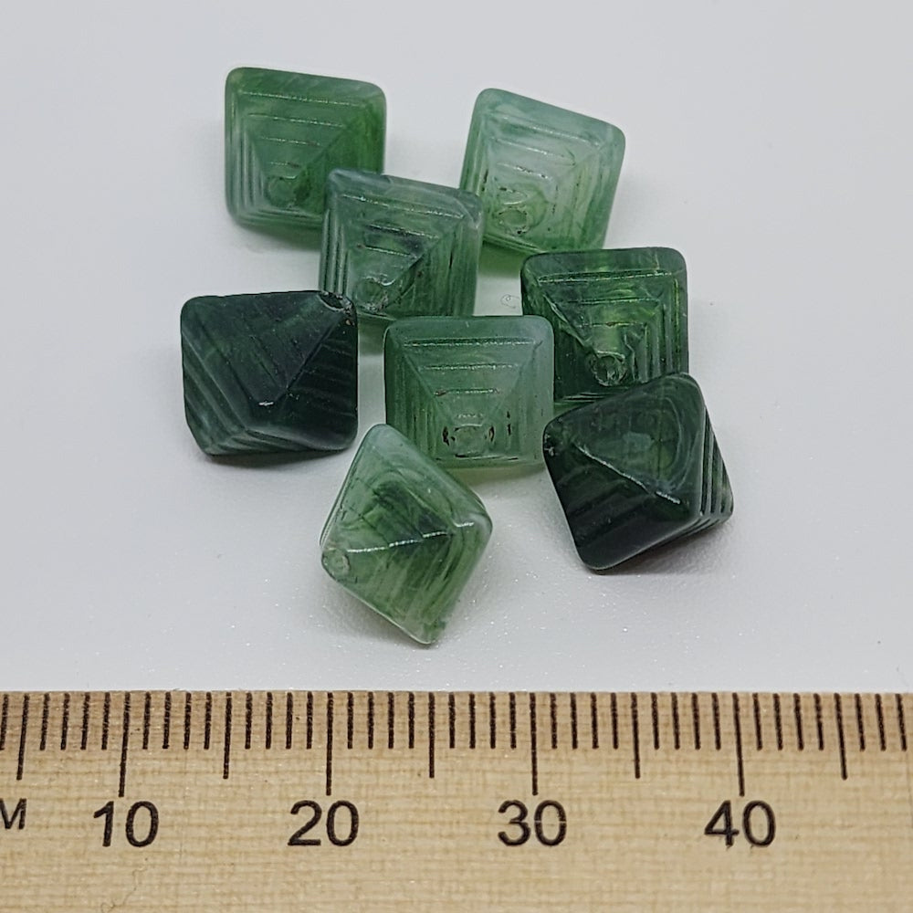 12x10mm Bicone (25) - Jade - Gemstone Look Vintage Lucite Beads