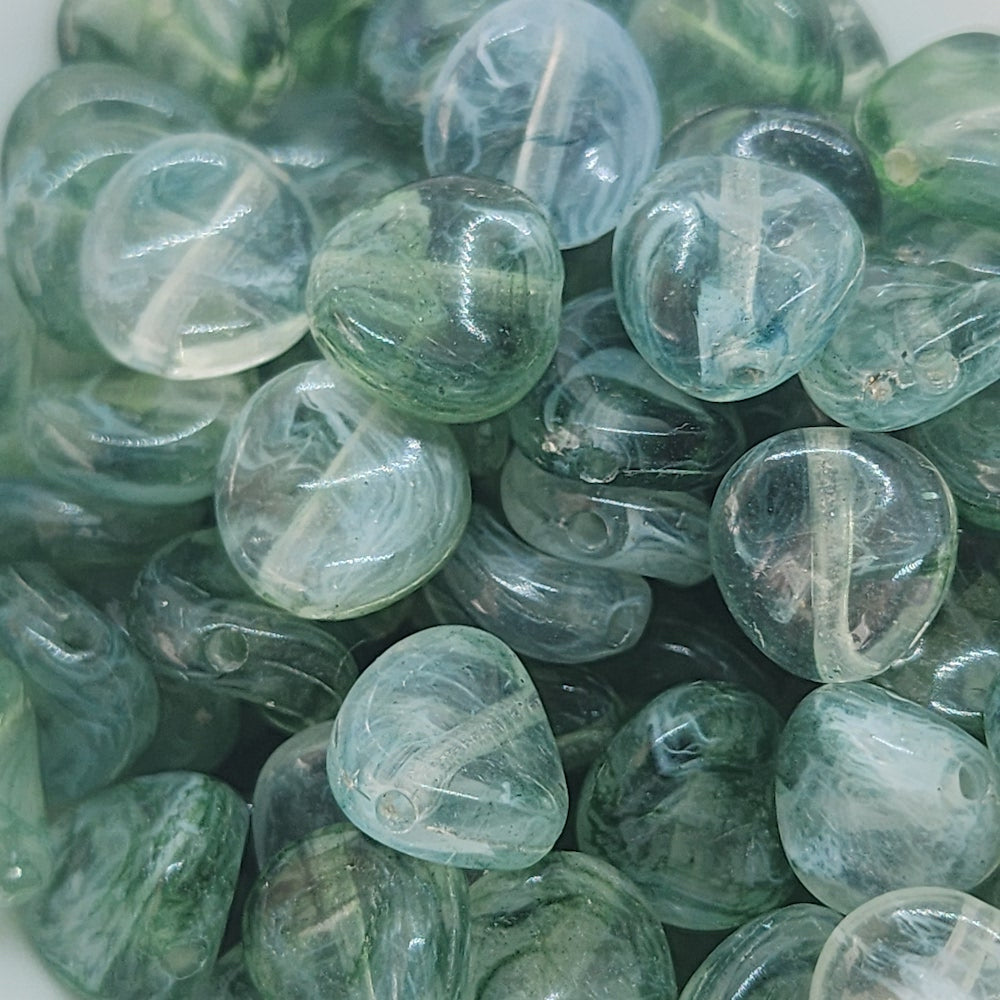 10mm Twisted Coin (50) - Jade - Gemstone Look Vintage Lucite Beads