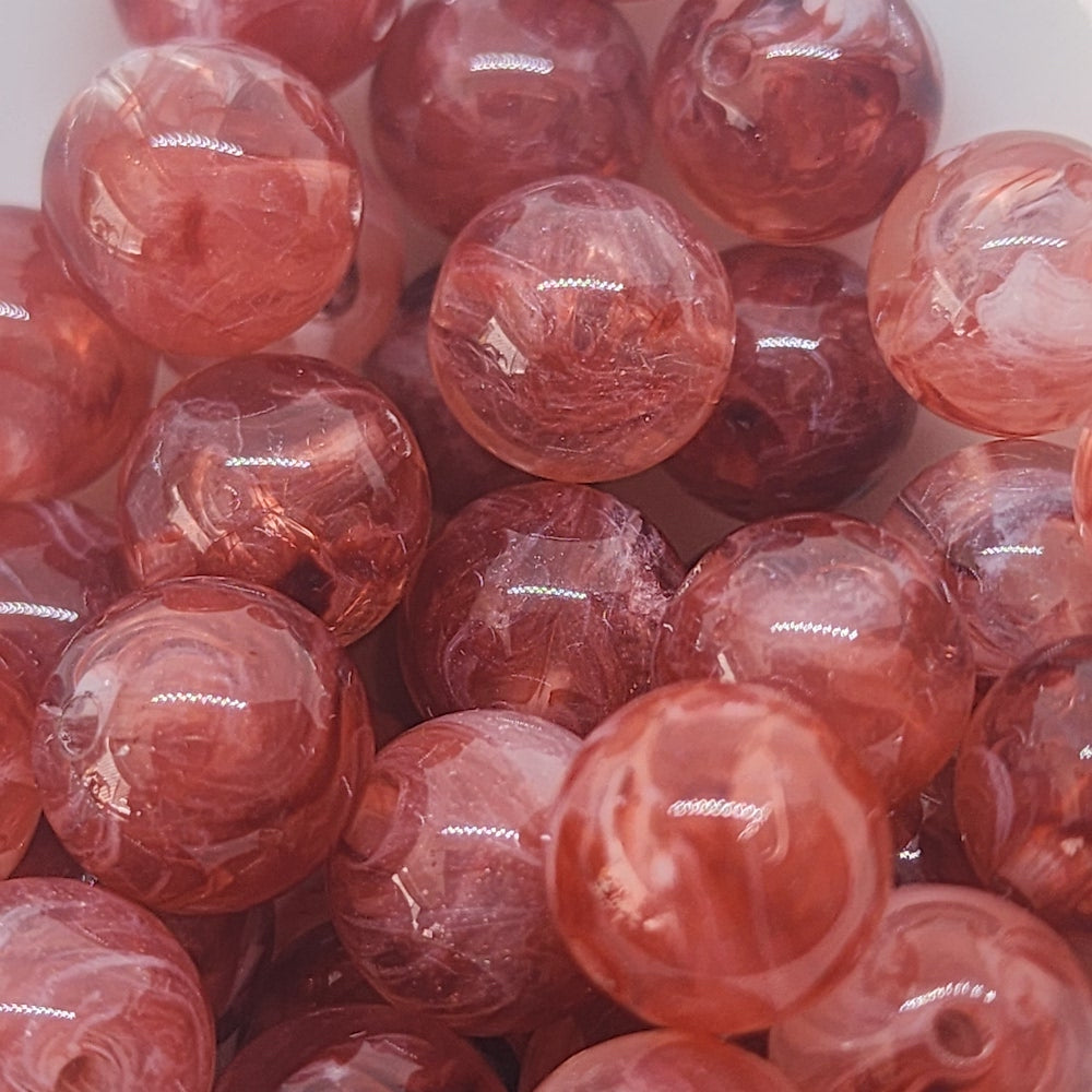 10mm Round (25) - Ruby - Gemstone Look Vintage Lucite Beads