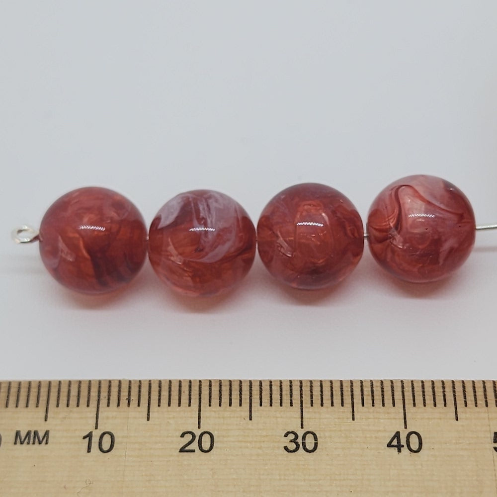 10mm Round (25) - Ruby - Gemstone Look Vintage Lucite Beads