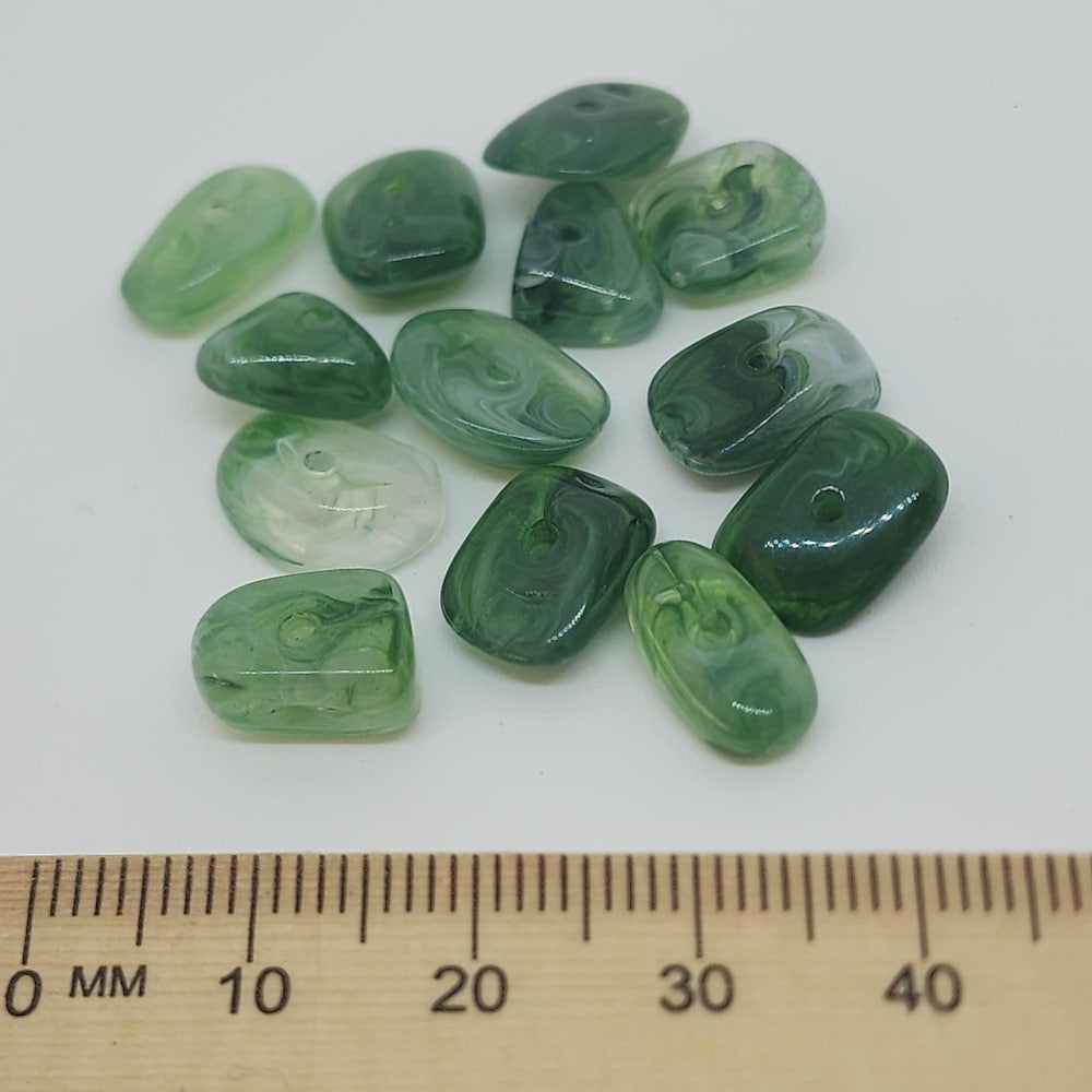 12mm Chip (50) - Jade - Gemstone Look Vintage Lucite Beads