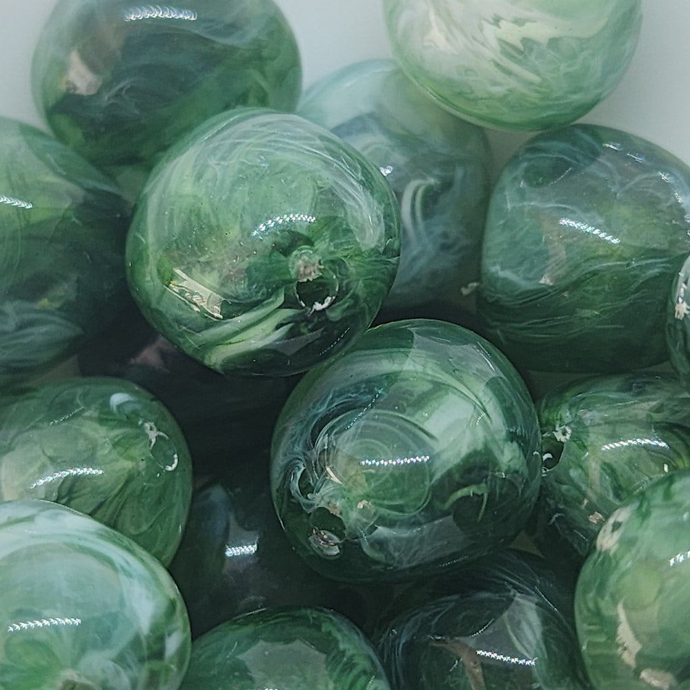 15mm Nut (10) - Jade - Gemstone Look Vintage Lucite Beads