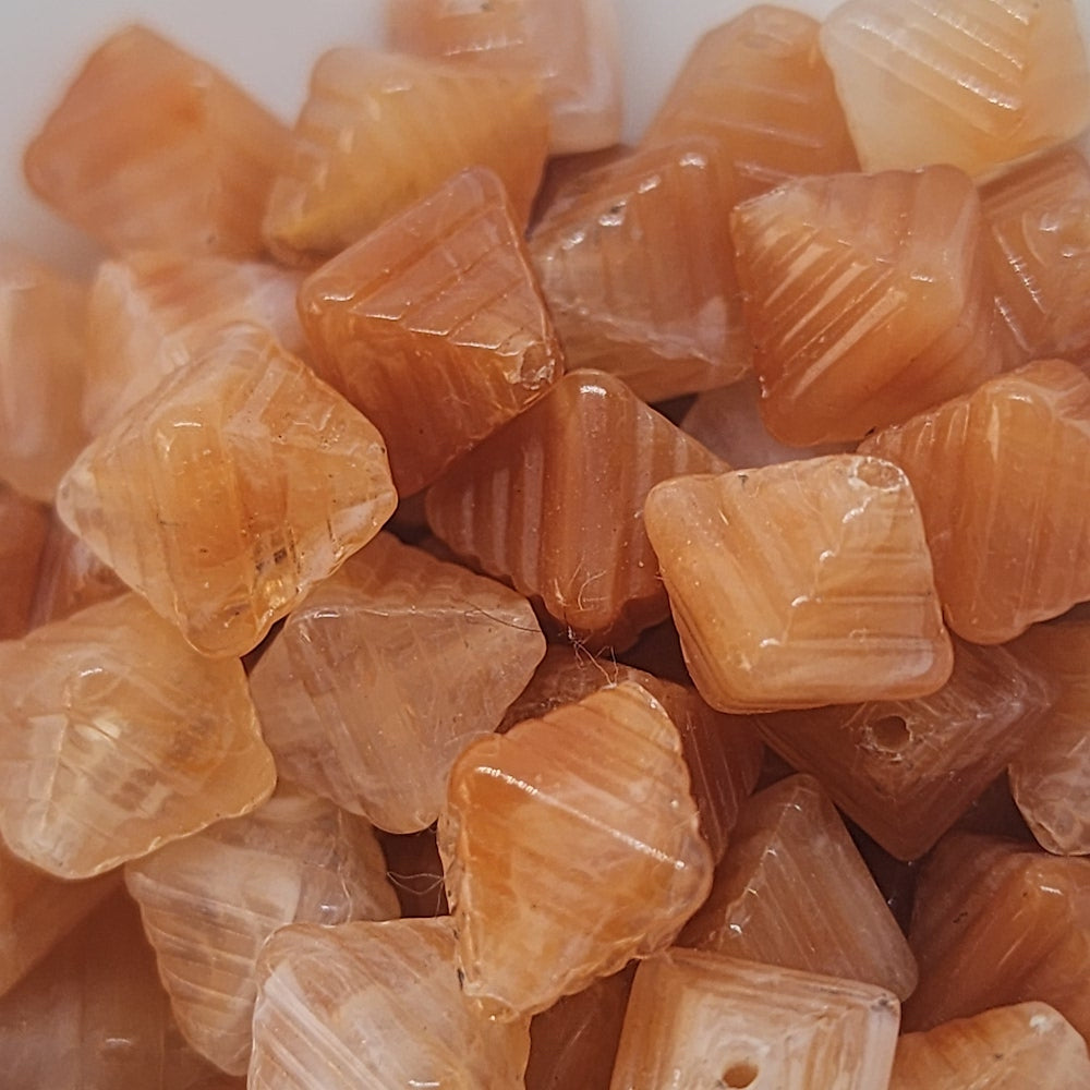 12x10mm Bicone (25) - Carnelian - Gemstone Look Vintage Lucite Beads - Bead Shack