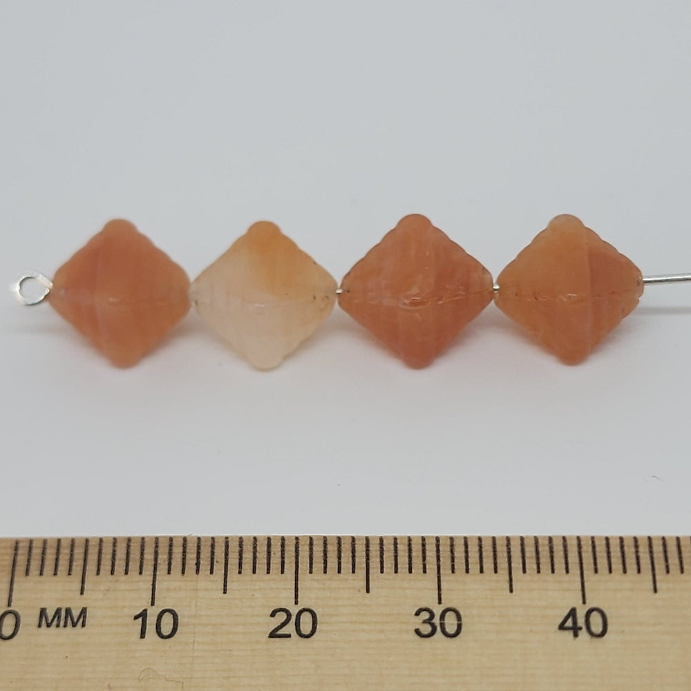 12x10mm Bicone (25) - Carnelian - Gemstone Look Vintage Lucite Beads - Bead Shack