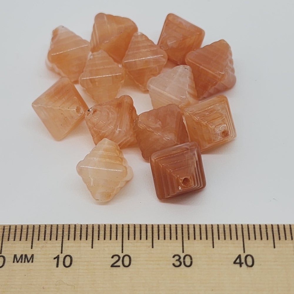 12x10mm Bicone (25) - Carnelian - Gemstone Look Vintage Lucite Beads - Bead Shack