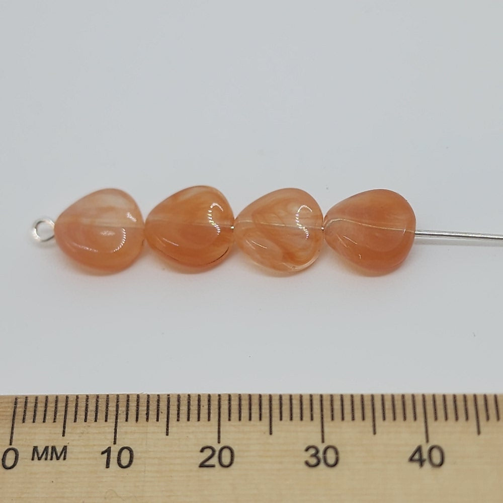 10mm Twisted Coin (50) - Carnelian - Gemstone Look Vintage Lucite Beads