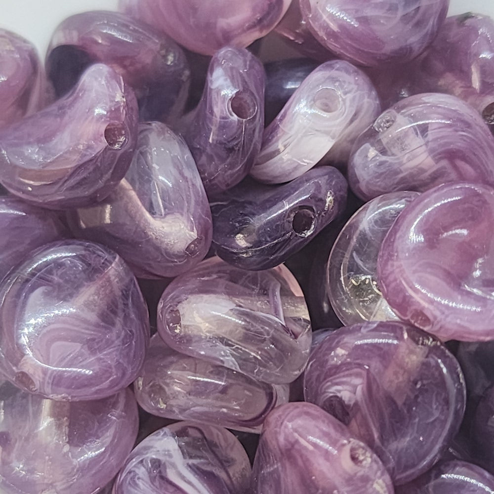 10mm Twisted Coin (50) - Amethyst - Gemstone Look Vintage Lucite Beads