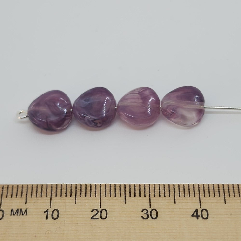 10mm Twisted Coin (50) - Amethyst - Gemstone Look Vintage Lucite Beads