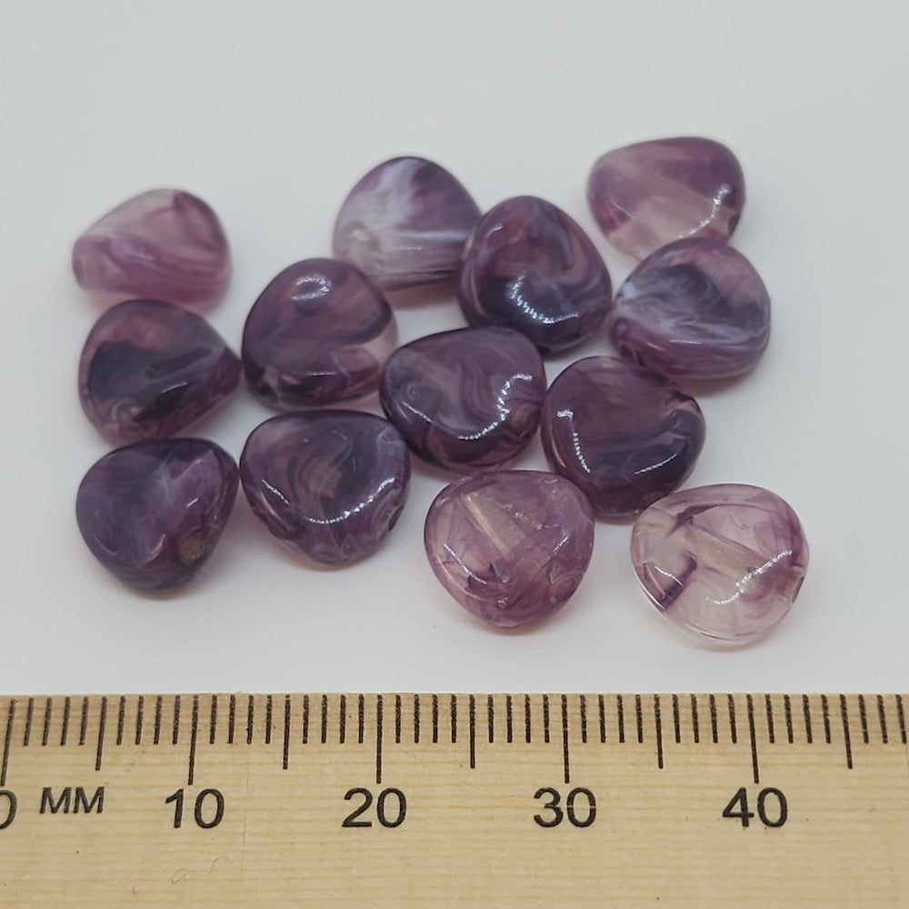 10mm Twisted Coin (50) - Amethyst - Gemstone Look Vintage Lucite Beads