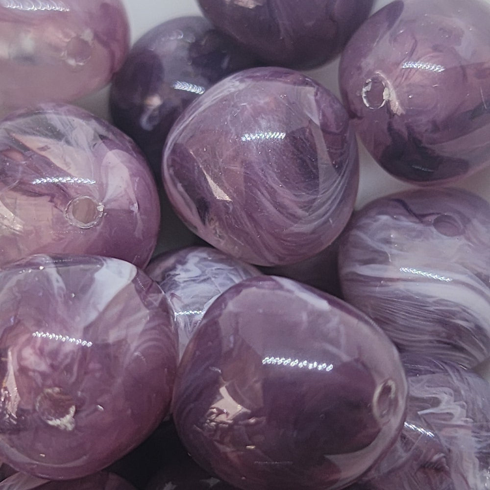 15mm Nut Gemstone Look Beads (10) - Amethyst - Bead Shack