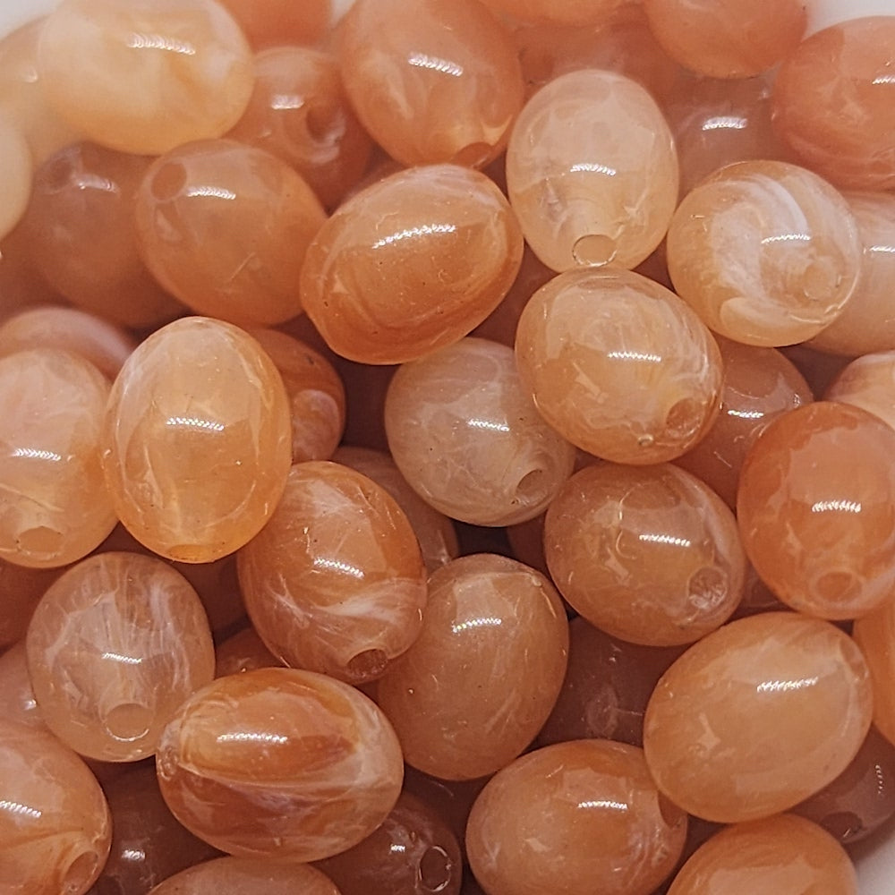 10mm Oval (50) - Carnelian - Gemstone Look Vintage Lucite Beads