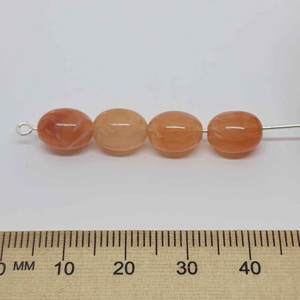 10mm Oval (50) - Carnelian - Gemstone Look Vintage Lucite Beads