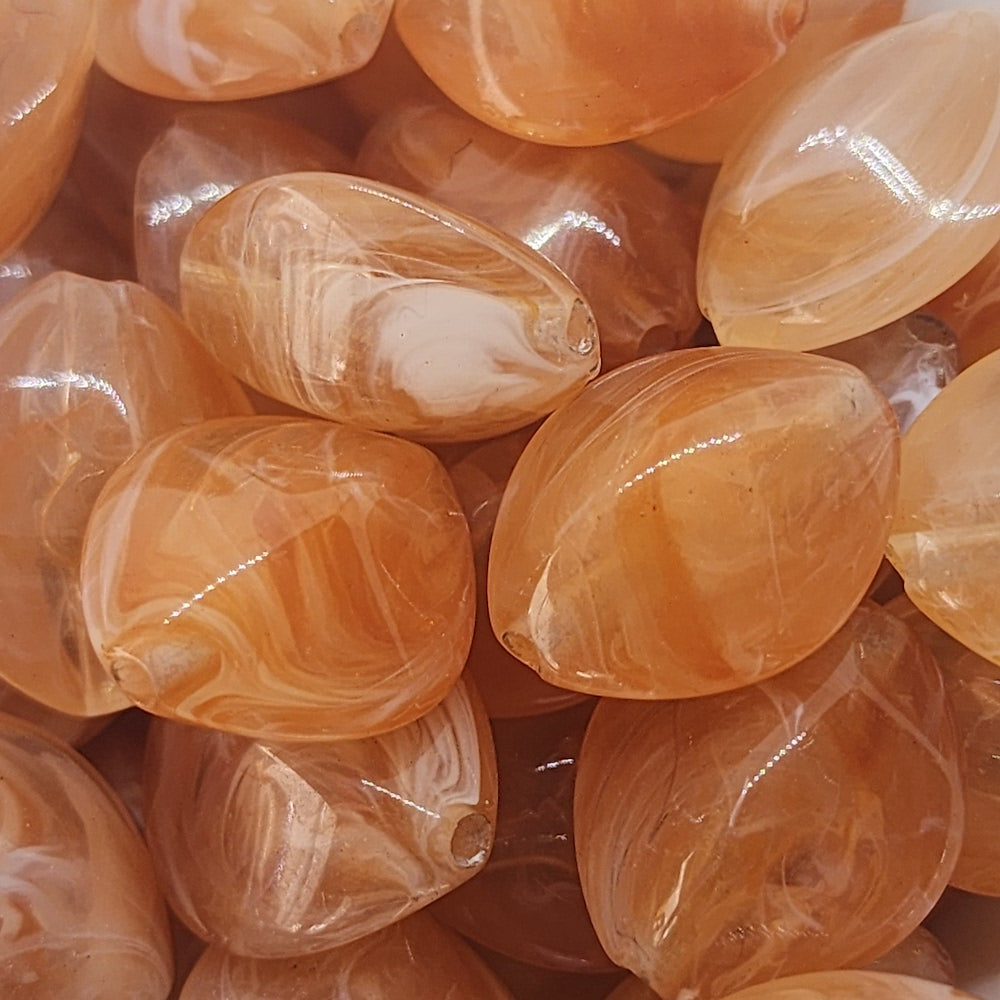 15mm Ellipse (25) - Carnelian - Gemstone Look Vintage Lucite Beads