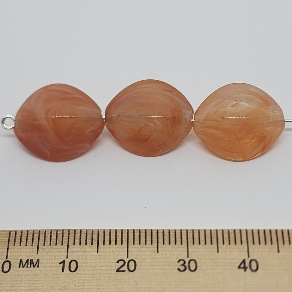 15mm Ellipse (25) - Carnelian - Gemstone Look Vintage Lucite Beads