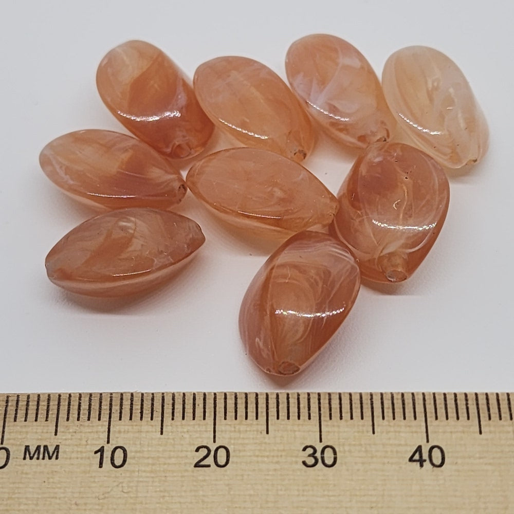 15mm Ellipse (25) - Carnelian - Gemstone Look Vintage Lucite Beads