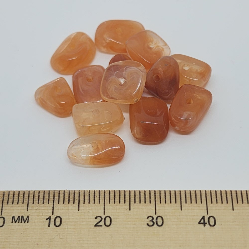 12mm Chip (50) - Carnelian - Gemstone Look Vintage Lucite Beads