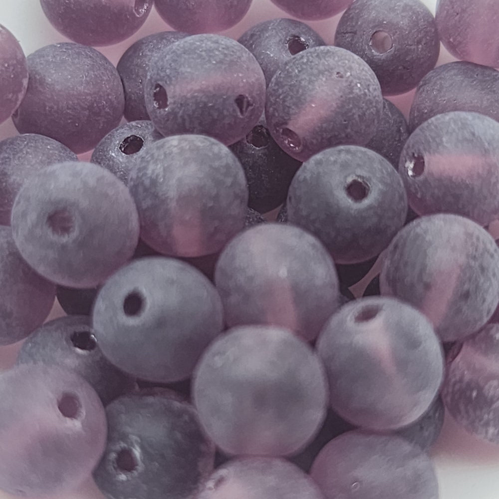 6mm Round (150) - Light Purple Frosted - Vintage Czech Glass Beads