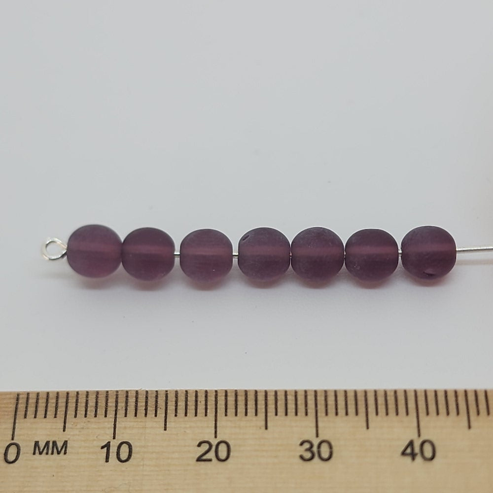 6mm Round (150) - Light Purple Frosted - Vintage Czech Glass Beads