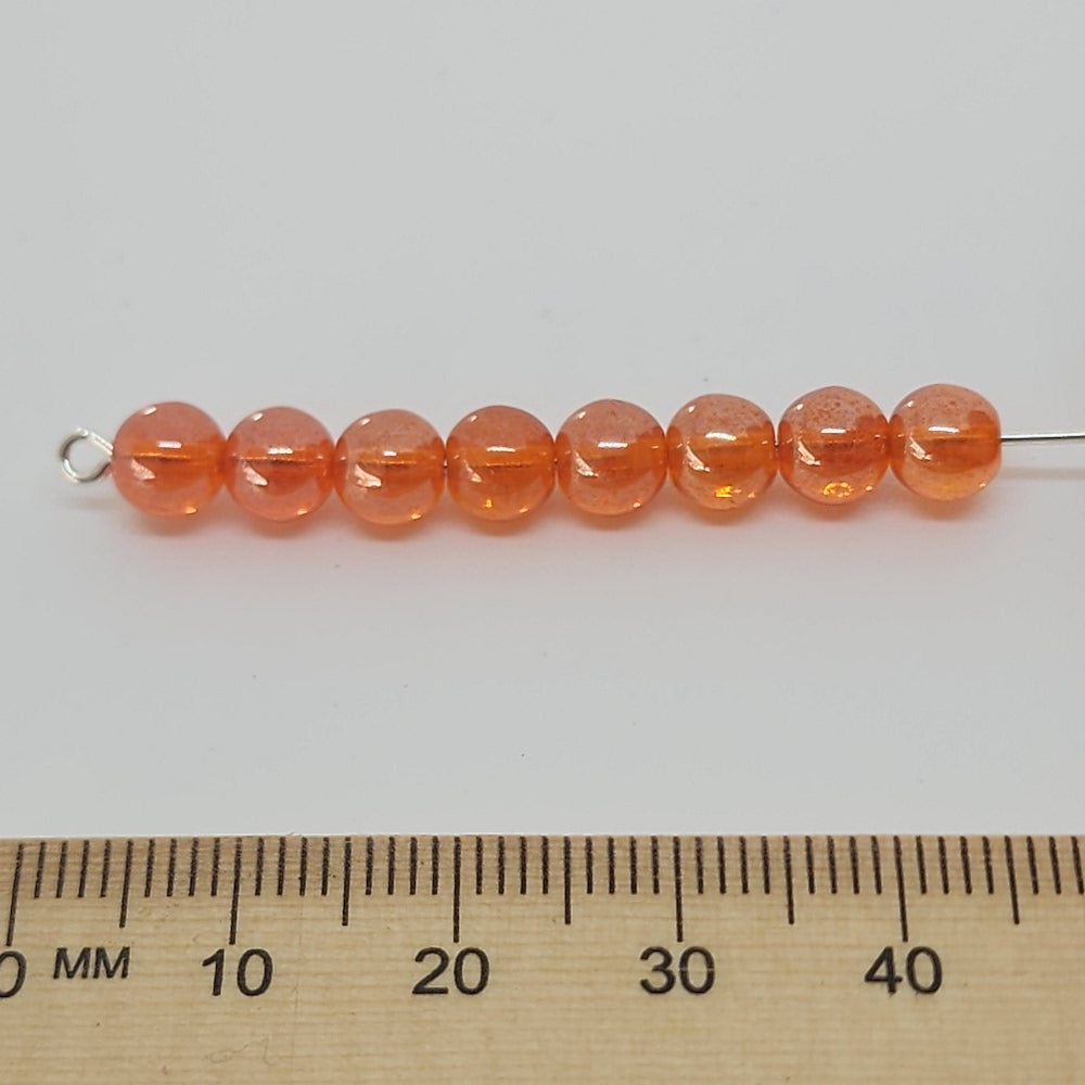 6mm Round Czech Glass Beads (50) - Orange Rainbow - Bead Shack