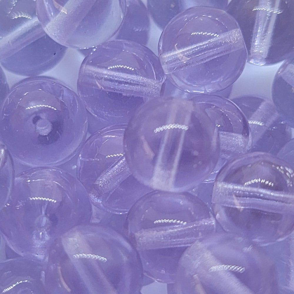 8mm Round (10) - Lavender Transparent - Vintage Czech Glass Beads