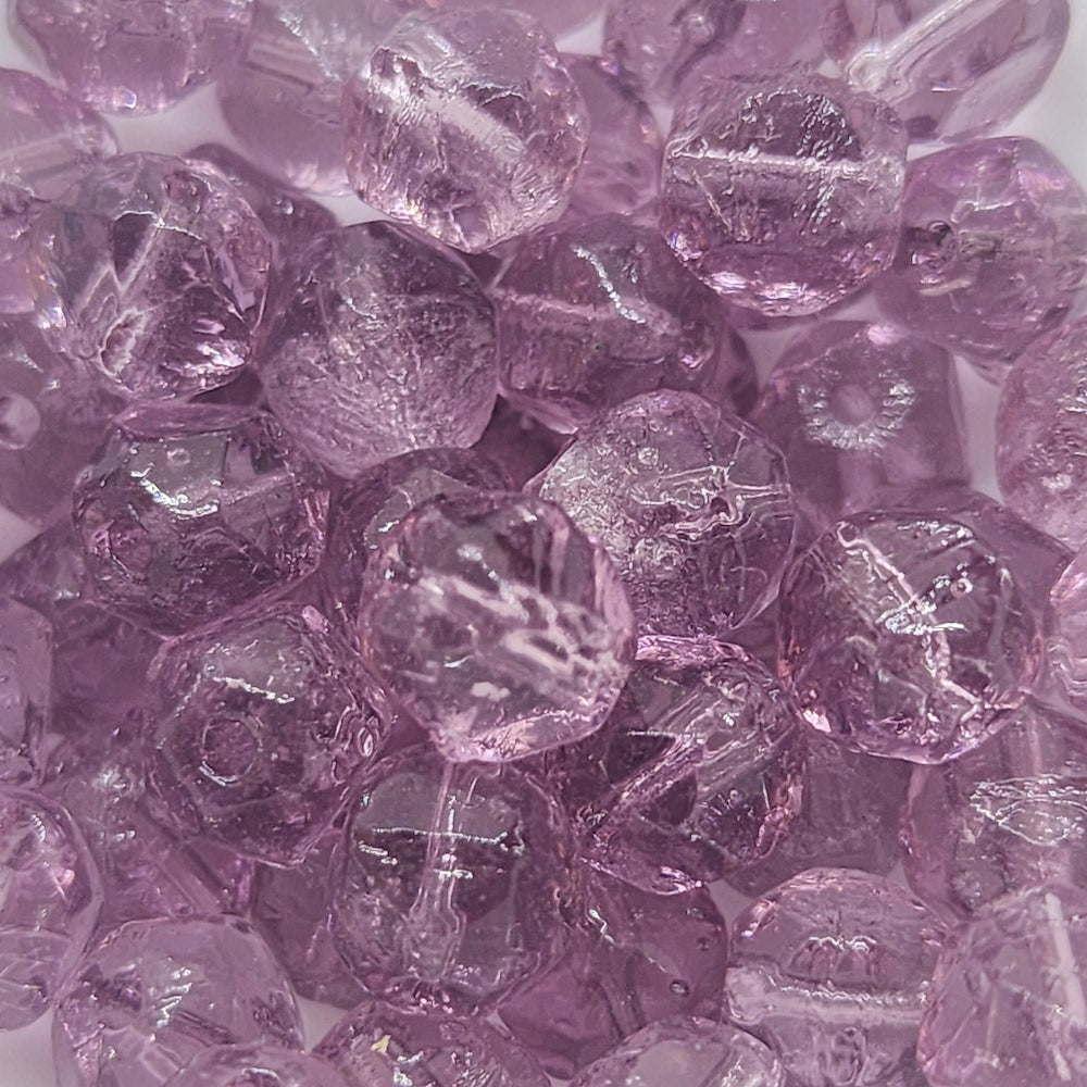 6mm Facet Oval (50) - Light Amethyst Transparent - Vintage Czech Glass Beads