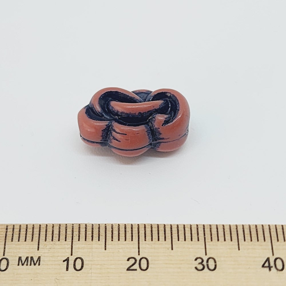 19x12mm Flat Knot (10) - Brown w. Black - South Western Style Vintage Beads