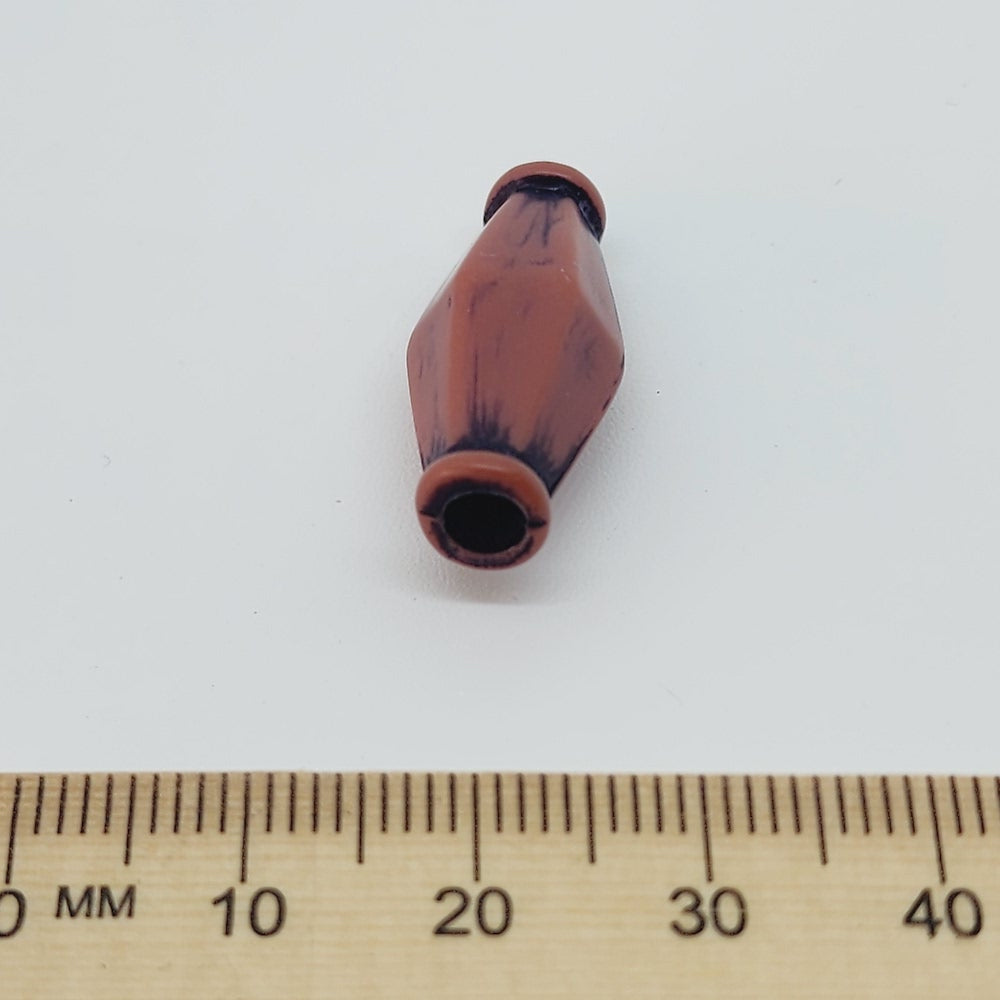 22x10mm Capped Bicone (10) - Brown w. Black - South Western Style Vintage Beads