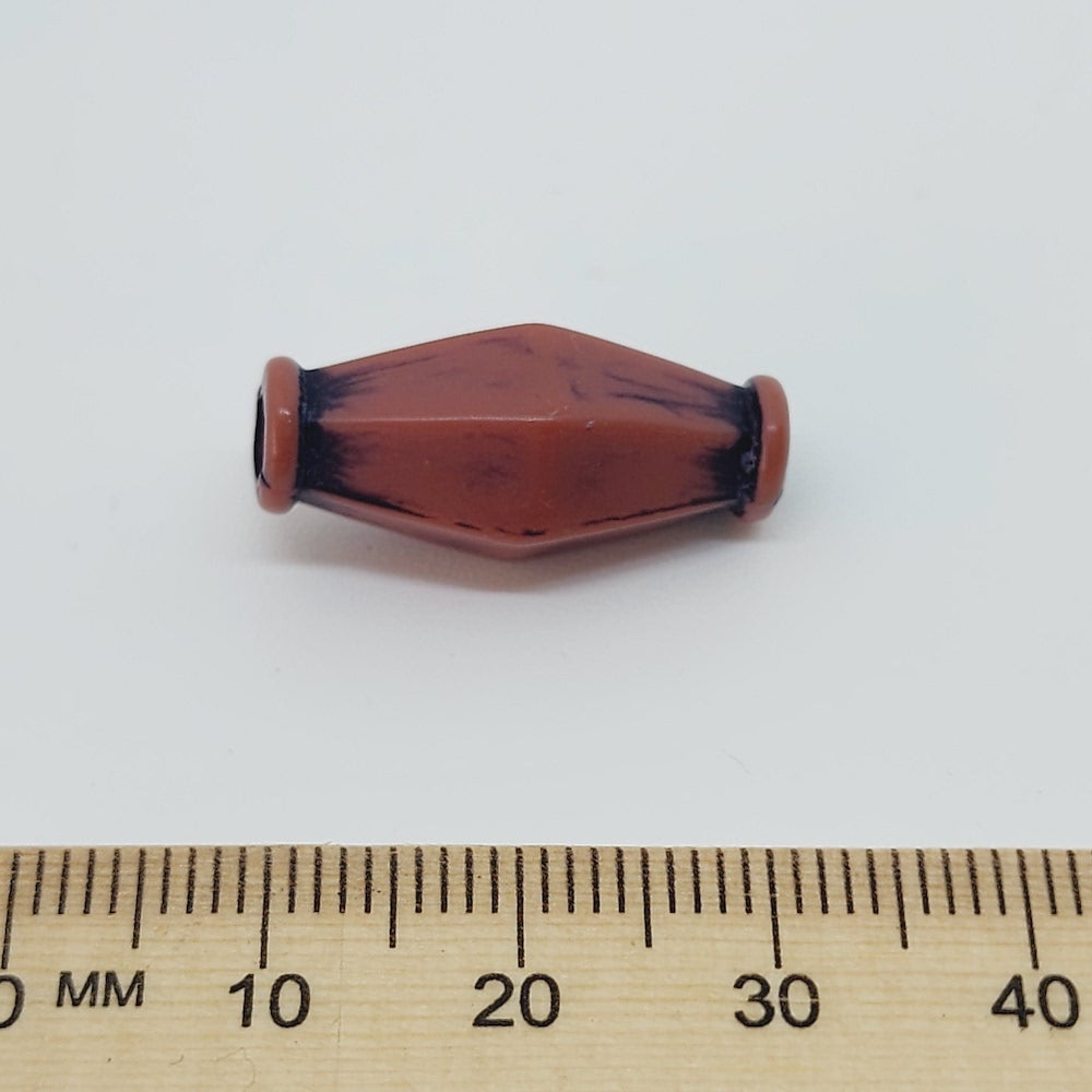 22x10mm Capped Bicone (10) - Brown w. Black - South Western Style Vintage Beads