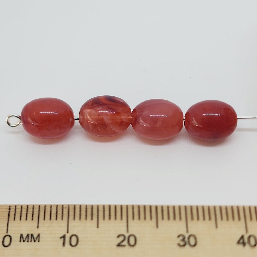 10mm Oval (50) - Ruby - Gemstone Look Vintage Lucite Beads