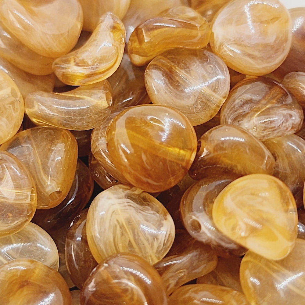 10mm Twisted Coin (50) - Jasper - Gemstone Look Vintage Lucite Beads