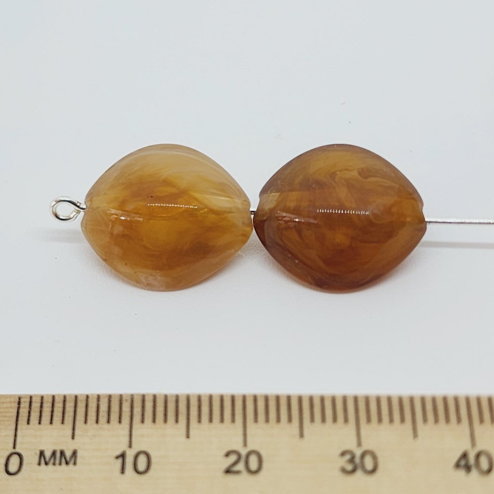 15mm Ellipse (25) - Jasper - Gemstone Look Vintage Lucite Beads