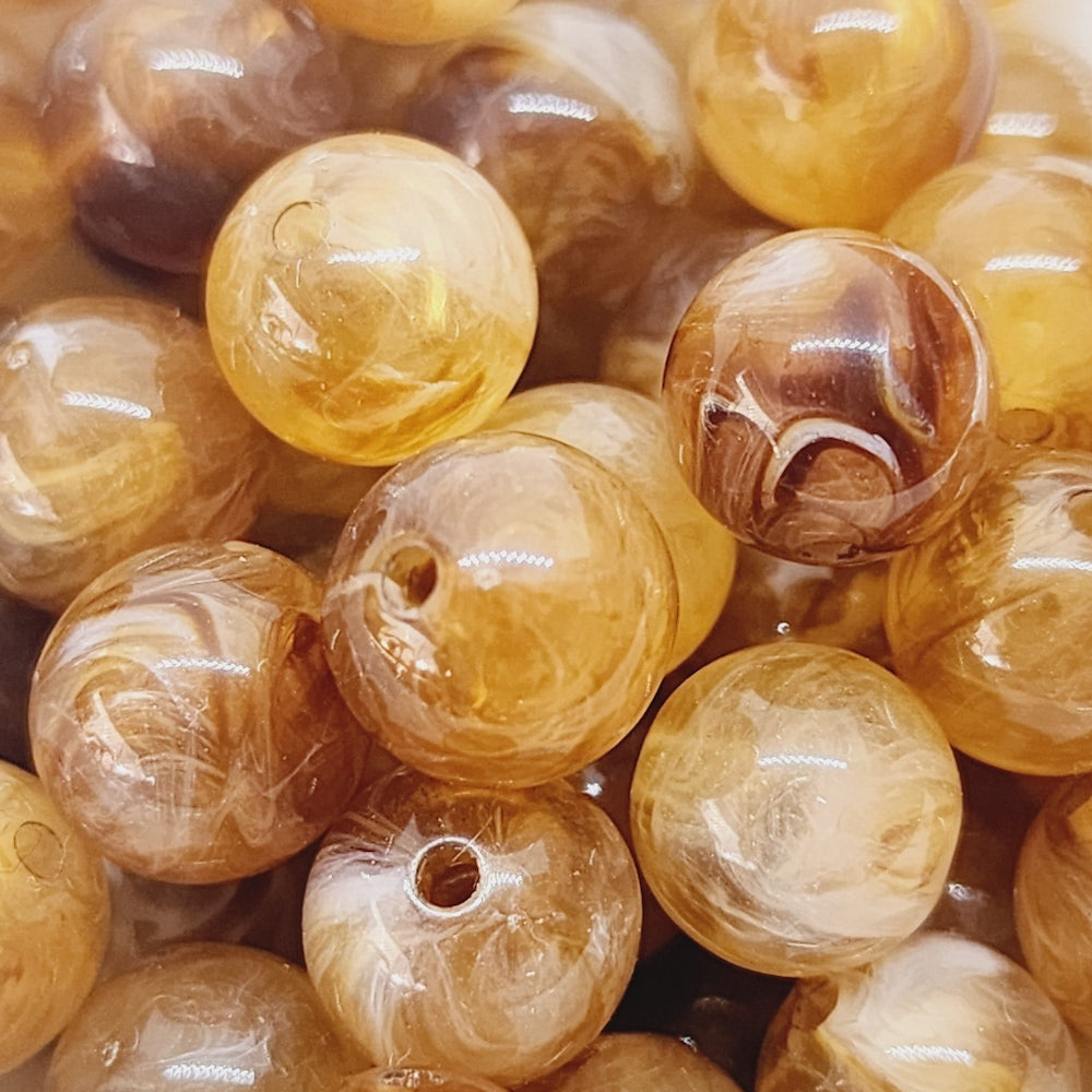 10mm Round (25) - Jasper - Gemstone Look Vintage Lucite Beads