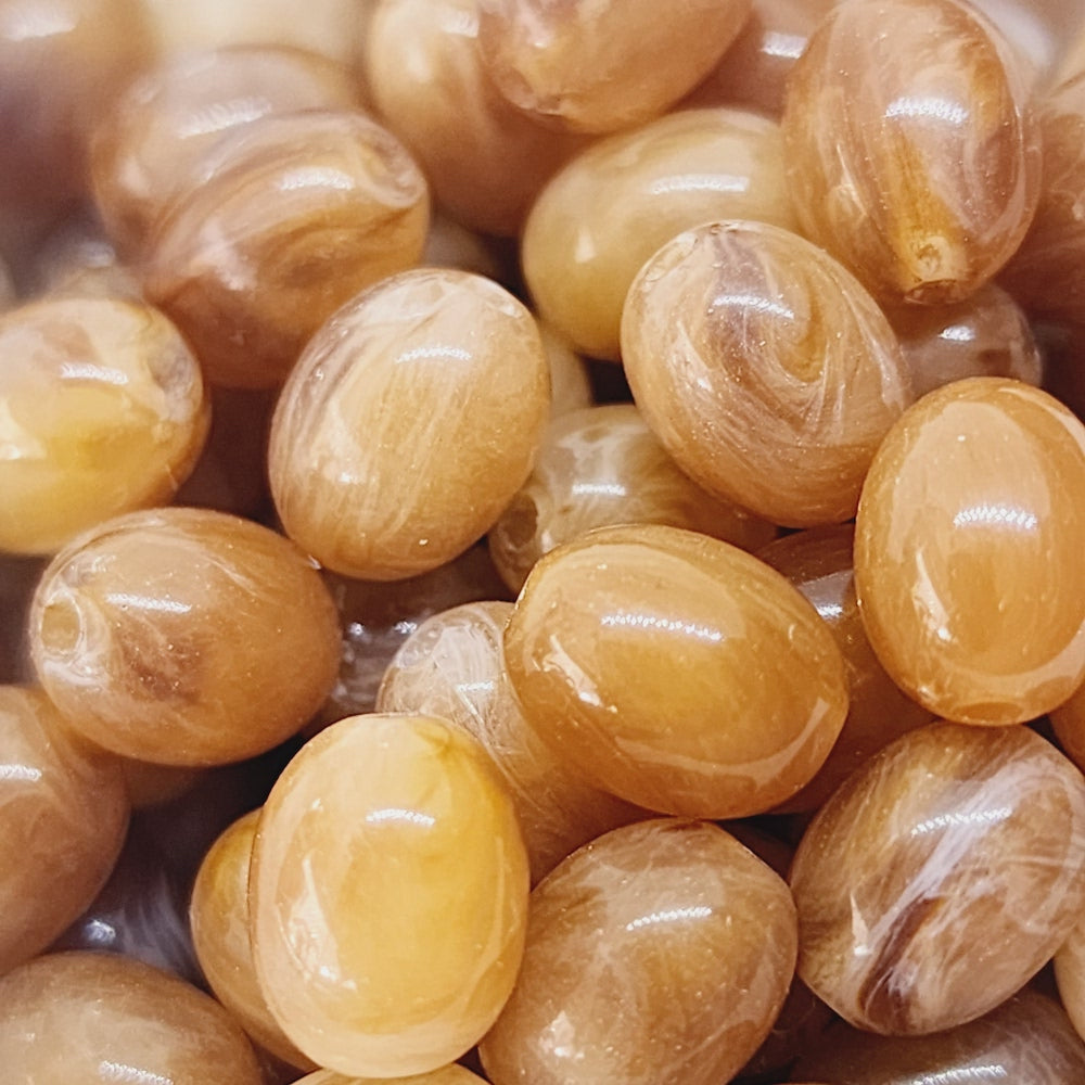 10mm Oval (50) - Jasper - Gemstone Look Vintage Lucite Beads