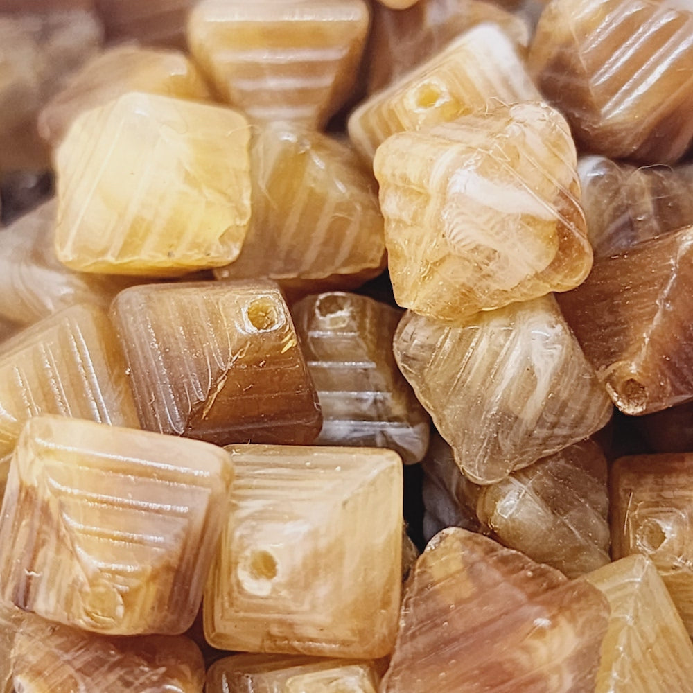 12x10mm Bicone (25) - Jasper - Gemstone Look Vintage Lucite Beads