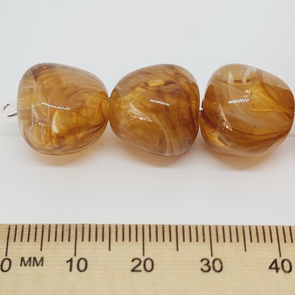 15mm Nut (10) - Jasper - Gemstone Look Vintage Lucite Beads