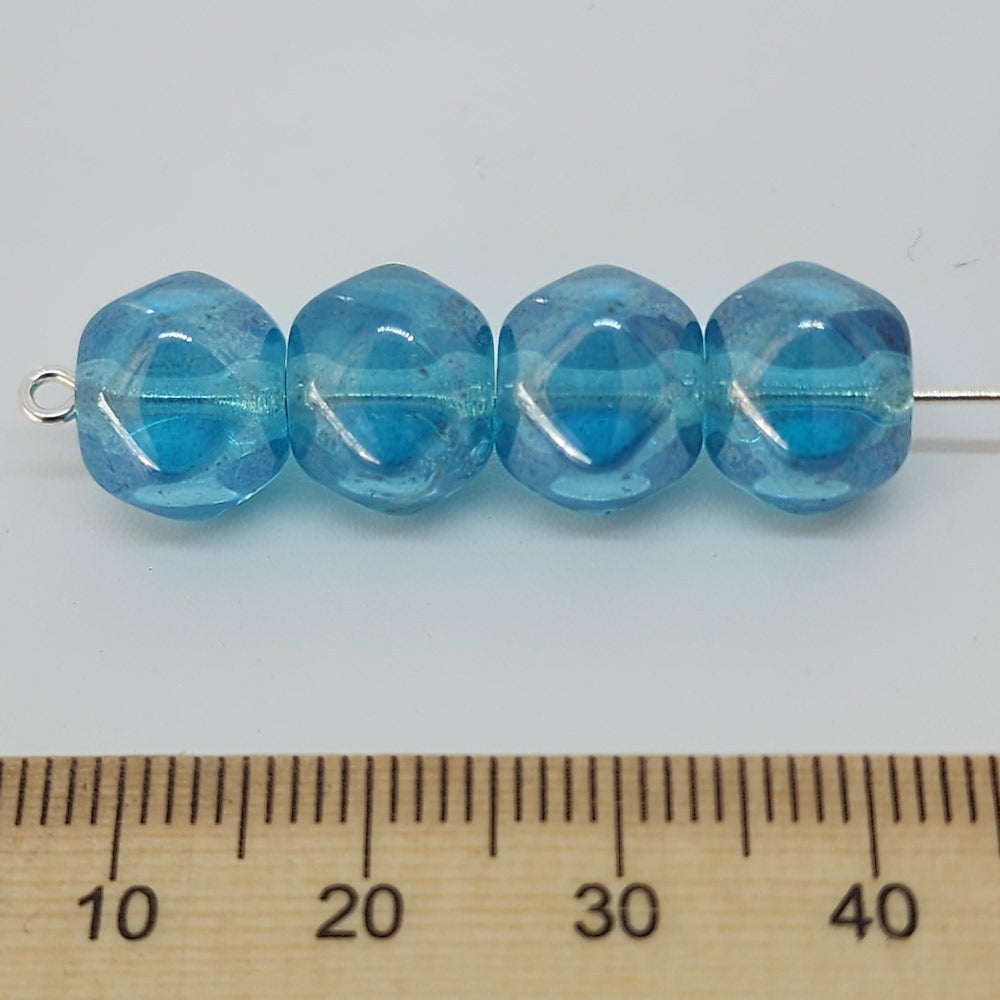 9x11mm Round (10) - Blue AB - Vintage Czech Glass Beads