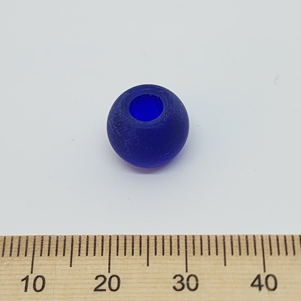 9x11mm Round (25) - Navy Blue Transparent Frosted - Vintage Czech Glass Beads