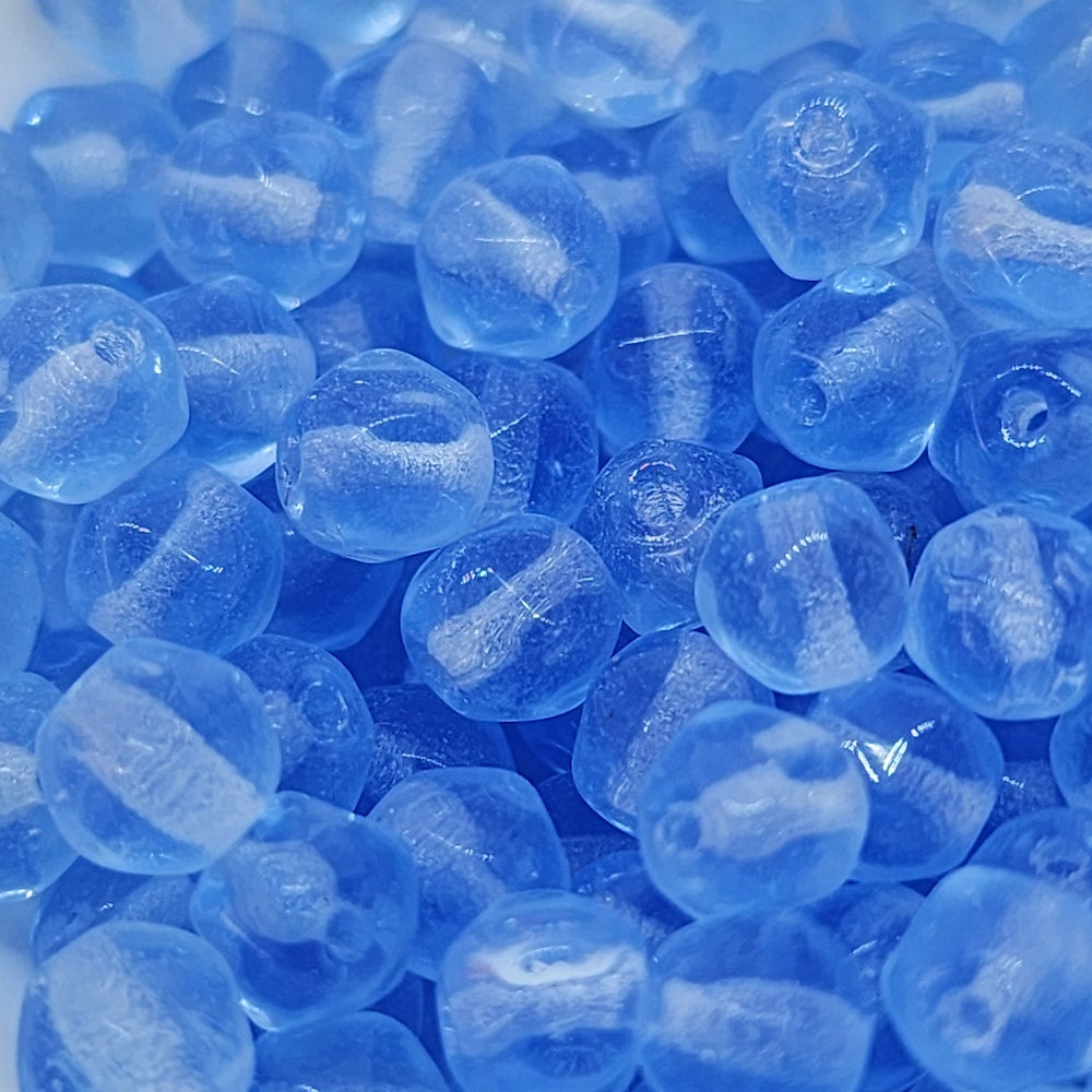 6mm Facet Round (150) - Water Blue Transparent - Vintage Czech Glass Beads