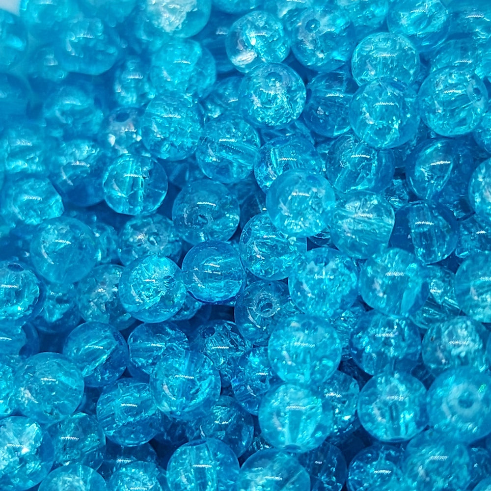 4mm Round Czech Glass Beads (50) - Blue Crackle - Bead Shack