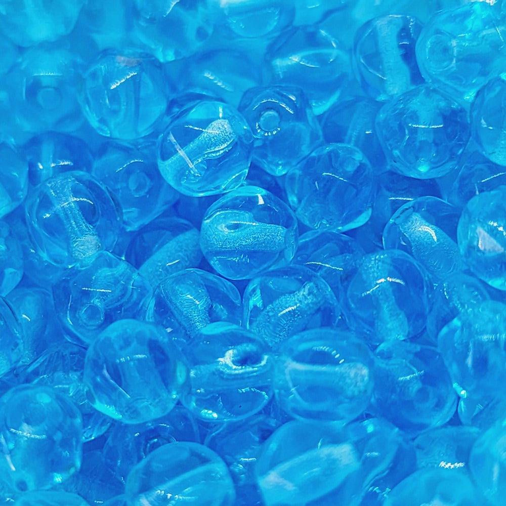 6mm Facet Round (100) - Aqua Transparent - Vintage Czech Glass Beads