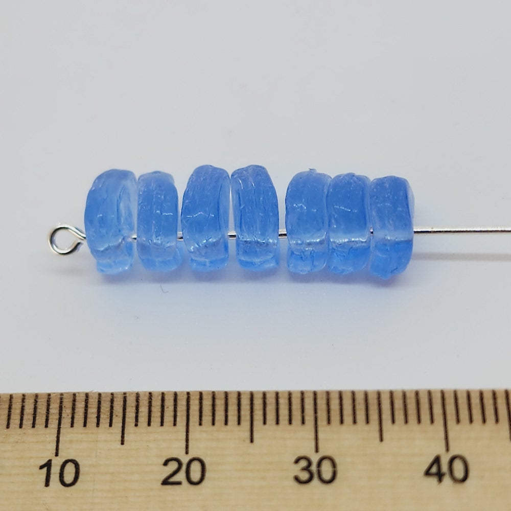 8x8mm Heart Leaf (25) - Blue Transparent - Vintage Czech Glass Beads