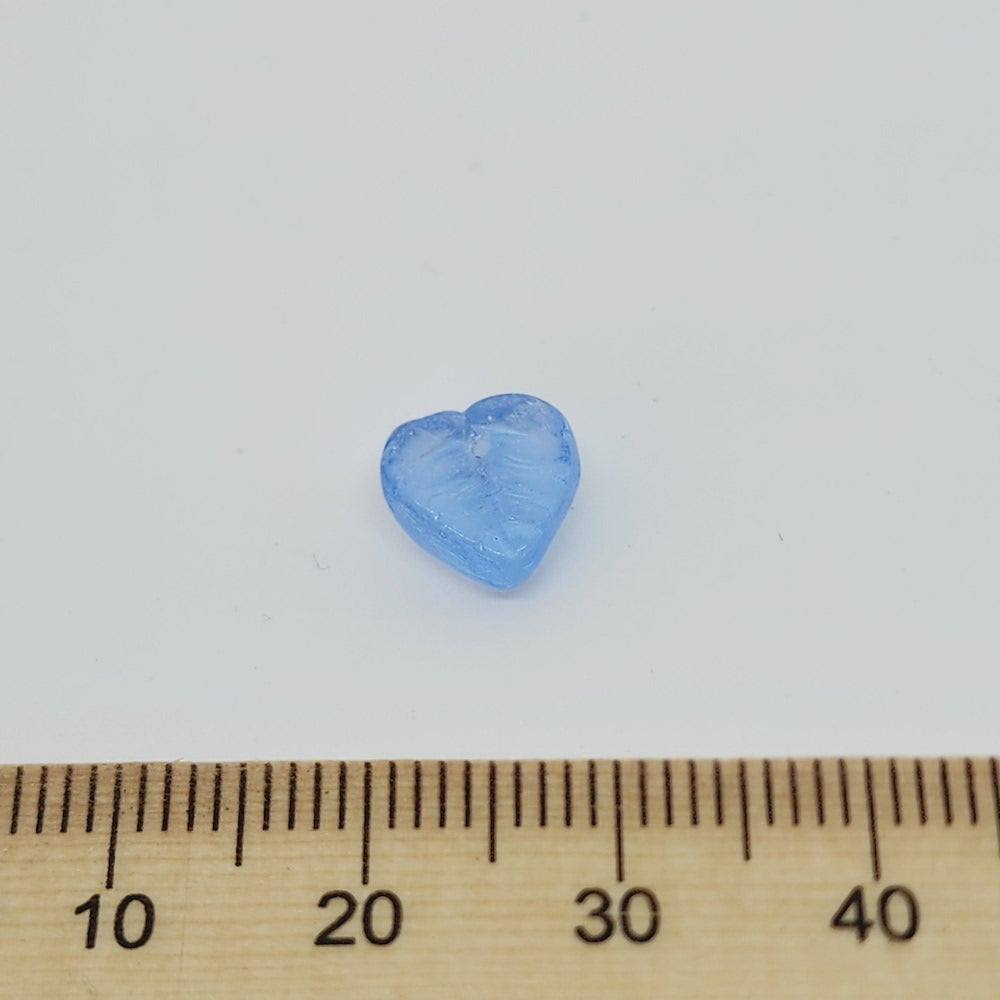 8x8mm Heart Leaf (25) - Blue Transparent - Vintage Czech Glass Beads