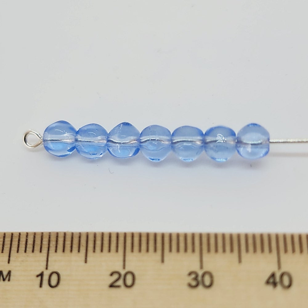 5mm Facet Round (50) - Water Blue Transparent - Vintage Czech Glass Beads