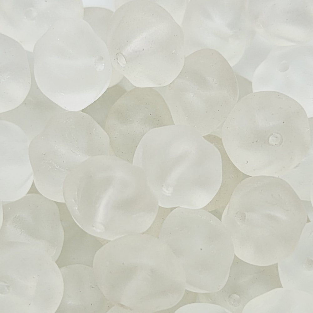 8x12mm Nut (10) - Clear Transparent Frosted - Vintage Czech Glass Beads