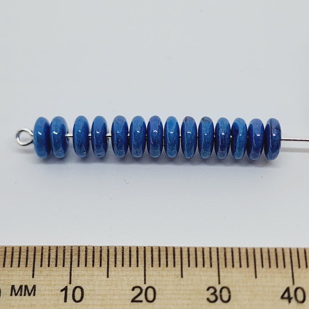 5mm Rondelle Czech Glass Beads (50) - Mid Blue Lustre - Bead Shack