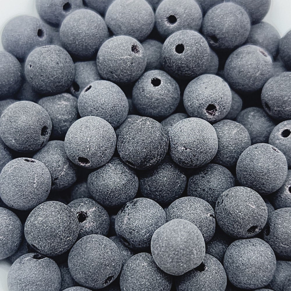 6mm Round (25) - Black Matte - Vintage Czech Glass Beads