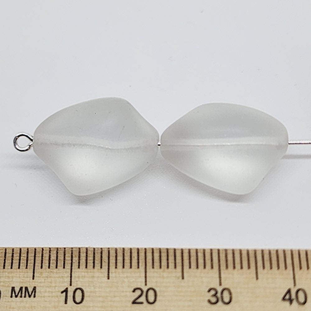 18x13mm Nugget (5) - Clear Transparent Frosted - Vintage Czech Glass Beads