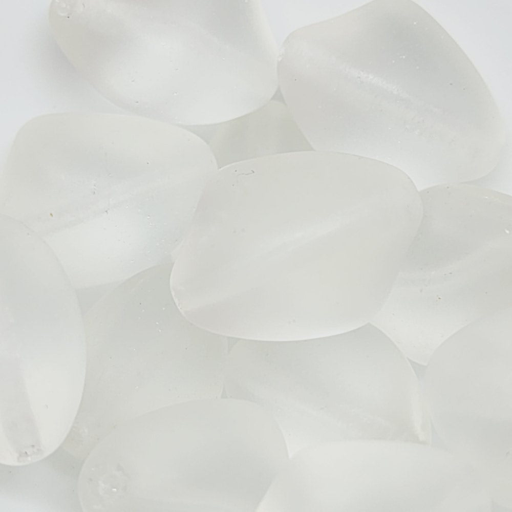 18x13mm Nugget (5) - Clear Transparent Frosted - Vintage Czech Glass Beads
