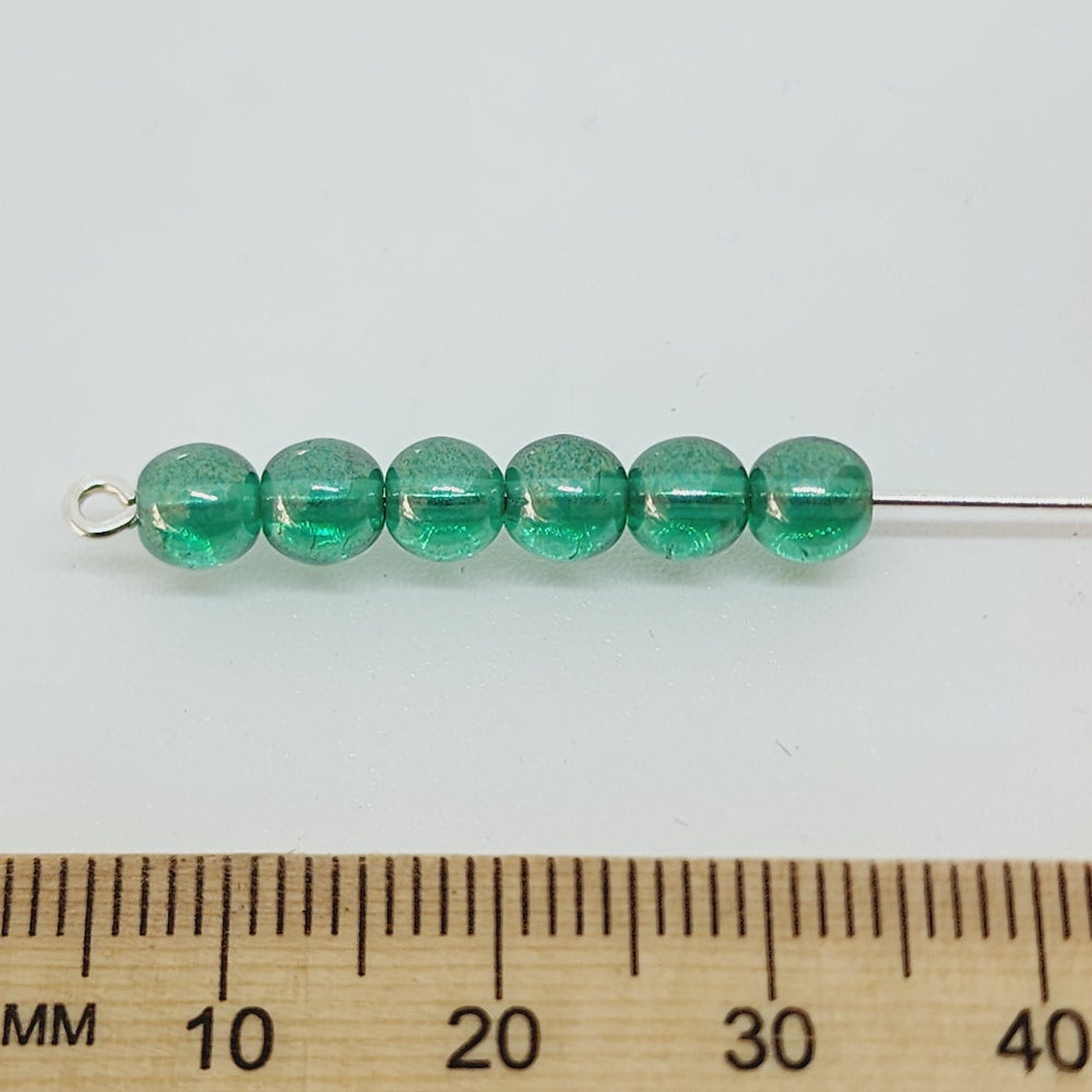 5mm Round (50) - Green Bubble - Vintage Czech Glass Beads