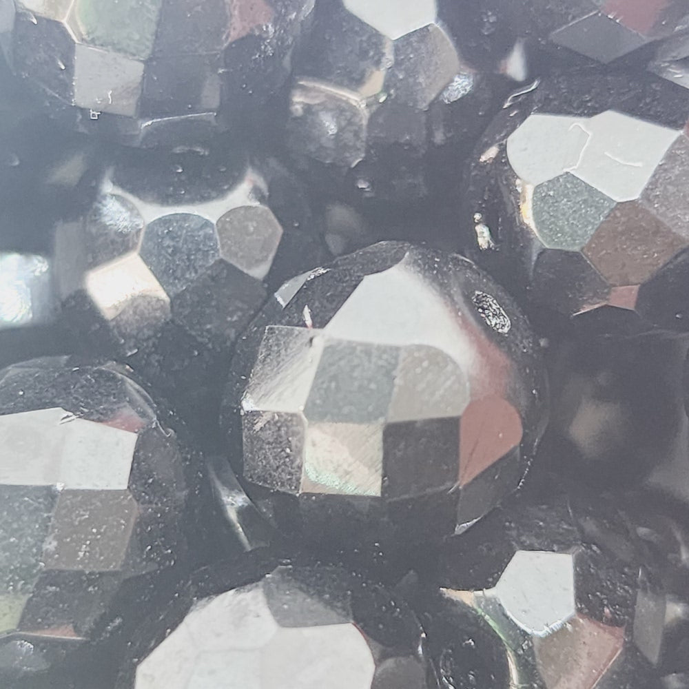 10mm Fire Polish (100) - Jet Opaque - Vintage Czech Glass Beads